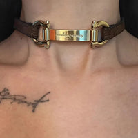 Metallic Gold Leather Necklace X3958B