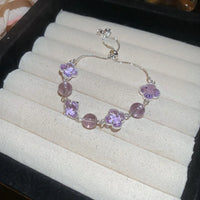53#Bracelet-Silver-Purple Flowers