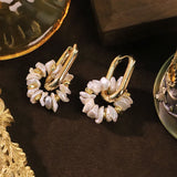 18K Gold-Plated Freshwater Pearl Geometric Stud Earrings