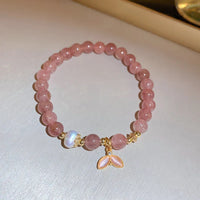 30# Bracelet-Queue de poisson dorée-Quartz Fraise Artificiel