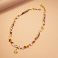 22# Necklace-Gold/1.3*1.1cm-Coffee Color