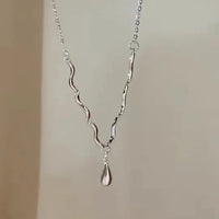 Silver Water Drop Wave Necklace