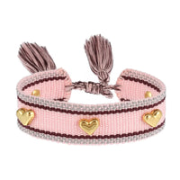 (Three-Dimensional Love) Gold Metallic Tack Bracelet-31A