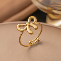 yc【F158】Bow ring【Gold/1.3*1.1cm】