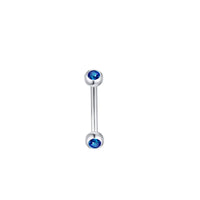 Dark Blue Double Diamond Eyebrow Ring
