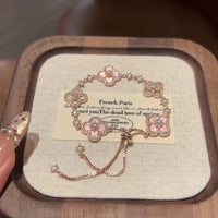 47#Bracelet-Rose Gold-Pink-Rhombus Flower