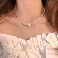 41# Necklace-Silver Broken Silver Pearl