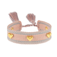 (Three-Dimensional Love) Gold Metallic Tack Bracelet-95A