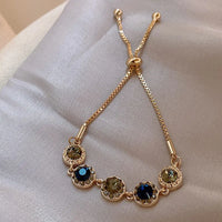1. Bracelet diamant bleu gris Plaqué or véritable