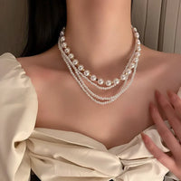 12# Necklace. White Multi-Layer Pearl.