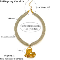 Golden Knitted Mesh Belt with Melon Seed Buckle and Smooth Heart Design