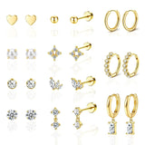 14K Gold-Plated Floral Flat Back Stud Earrings