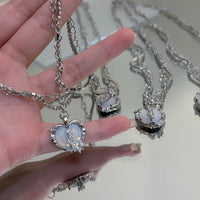 Flash Diamond split heart necklace