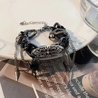 Black Leather Bracelet S0849b