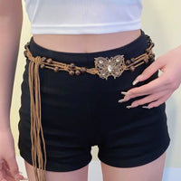 Brown Butterfly Braided Waist Chain K0109B