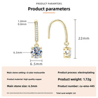 Round Moissanite Ear Hook Earrings (K Yellow)