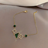 25# Bracelet-Gold Square Hollow (Real Gold Plating)