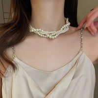 8# Necklace. White Multi-Layer Pearl.