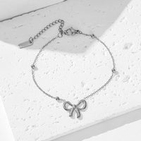 YC [E2042] Bow Clip Bead Necklace Bracelet [Steel Color]]