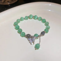 99# Elastic Bracelet-Silver-Green Opal