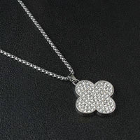 Full Diamond Clover-Titanium Steel Necklace 70cm